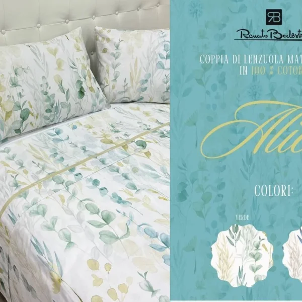 Completo Lenzuola Letto Matrimoniale Renato Balestra Alice In Puro Cotone 100%