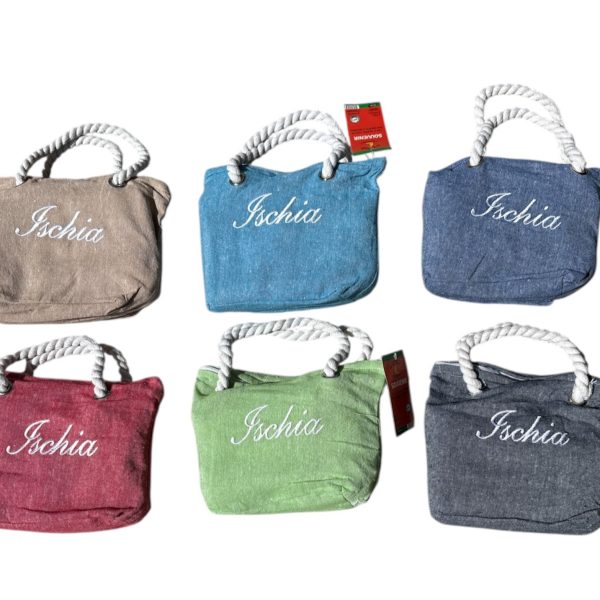 Telo Mare Piscina Fouta Ischia Con Frange Con Borsetta Misura 80×160 cm Cotone