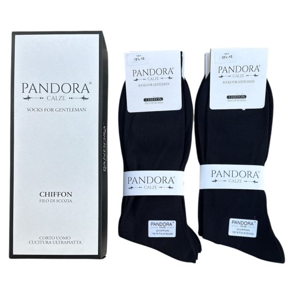6 Paia Calze Corte Uomo Pandora In Filo Di Scozia Rasato In Puro Cotone 100%