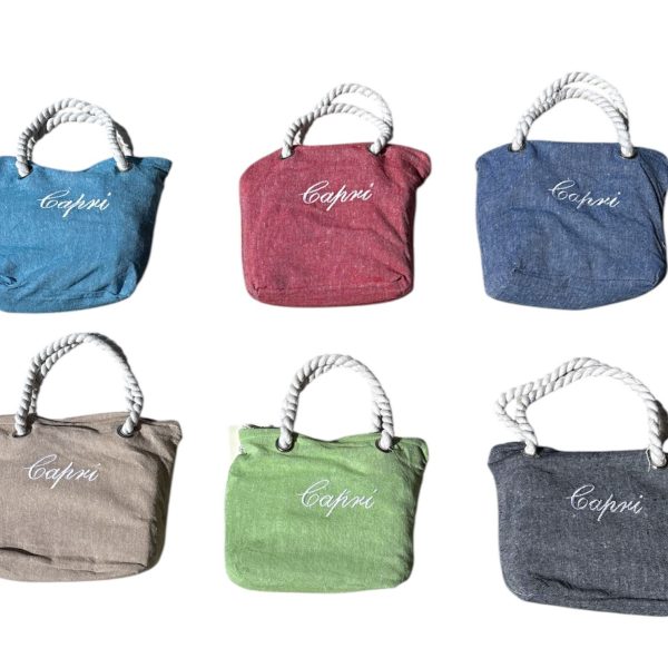 Telo Mare Piscina Fouta Capri Con Frange Con Borsetta Misura 80×160 cm In Cotone