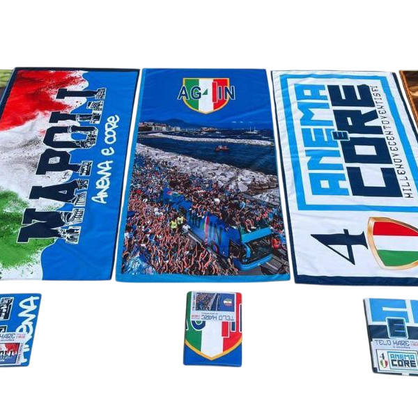 Telo Mare In Microfibra Napoli 90×180 cm Piscina Spiaggia Scudetto Campioni