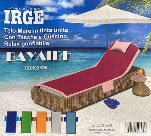 Telo Mare Spiaggia Irge In Microfibra Con Tasche E Con Cuscino Gonfiabile