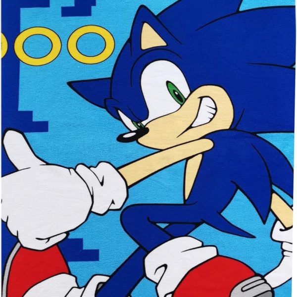 Telo Mare Bambino Sonic In Spugna Piscina Spiaggia Asciugamano Misura 70×140 cm