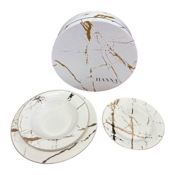 Servizio Piatti Set 18 Pezzi Hanna Home Decorazione Calacatta Oro In Porcellana Servizio Piatti Set 18 Pezzi Hanna Home Decorazione Calacatta Oro In Porcellana