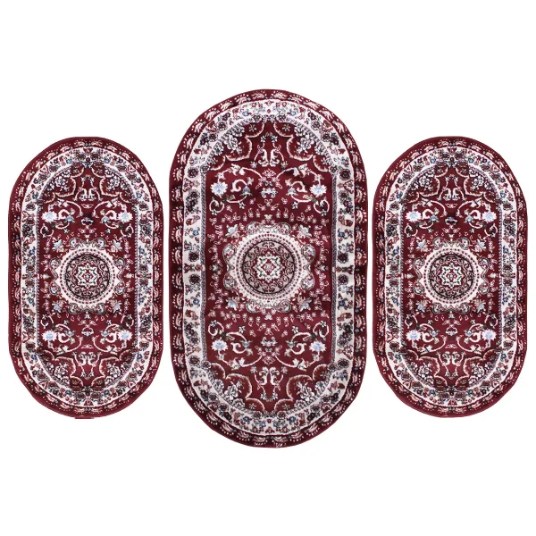 Tris Tappeti Scendiletto Forma Rettangolare/Ovale Camera Letto Stile Persiano