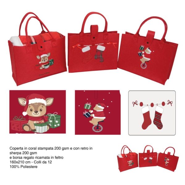 Plaid Con Borsa Preziosa Natalizio Coperta Invernale In Coral Misura 160×210 cm Plaid Con Borsa Preziosa Natalizio Coperta Invernale In Coral Misura 160×210 cm