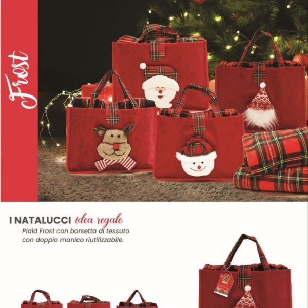 Plaid Con Borsa Natalizio Coperta Invernale In Morbido Coral Misura 200×230 cm