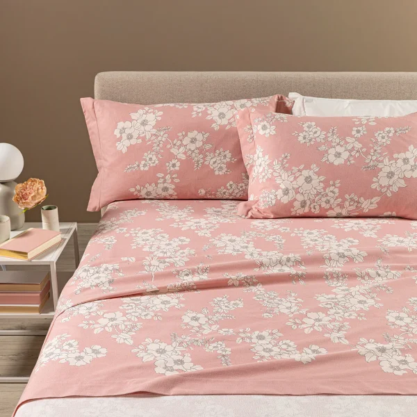 Completo Lenzuola Caleffi “Serenity” In Flanella Di Cotone Letto Matrimoniale