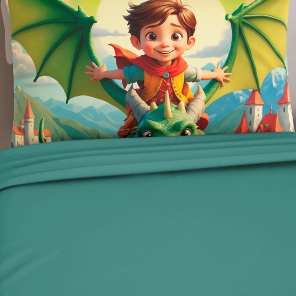 Completo Lenzuola Letto Singolo Irge “Dragon Boy” Cotone 100% Made In Italy Completo Lenzuola Letto Singolo Irge “Dragon Boy” Cotone 100% Made In Italy