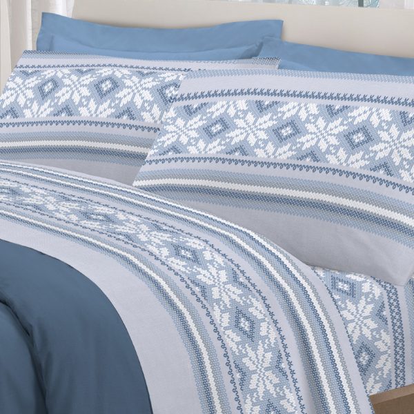Completo Lenzuola Pensieri Delicati “Norvegia” In 100% Cotone Letto Matrimoniale