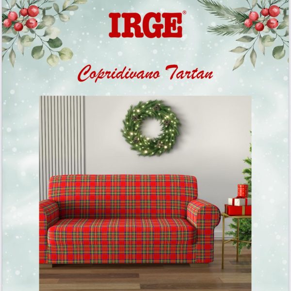 Copridivano Salvadivani Irge Per 2-3-4 Posti In Fantasia Natalizia Scozzese