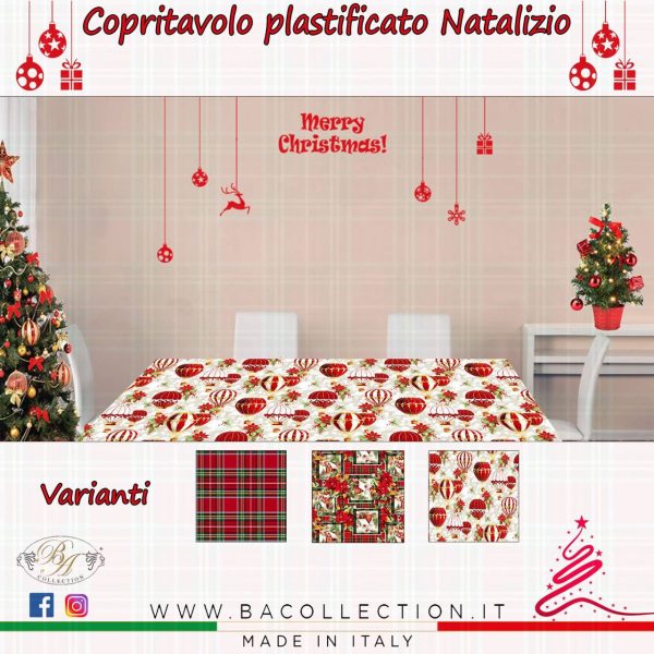 Copritavolo Plastificato Natale Ba Collection 6/12 Posti Stampa Digitale Natale