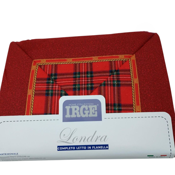 Completo Lenzuola Letto Matrimoniale Irge Tartan In Flanella Stampa Scozzese