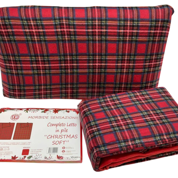 Completo Lenzuola Invernale Letto Matrimoniale In Pile In Fantasia Scozzese