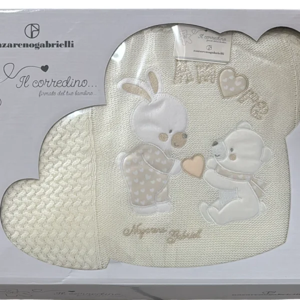 Piumoncino Copertina Nazareno Gabrielli In Lana Ricamata Per Culla Lettino