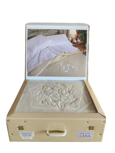 Coperta 100% Pura Lana Vergine “Armonia” Matrimoniale Elegante Made In Italy