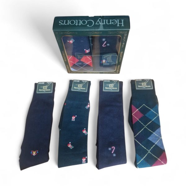 4 Paia Calzini Lunghi Henry Cotton’s Uomo Ragazzo Caldo Cotone Fantasia Casuale