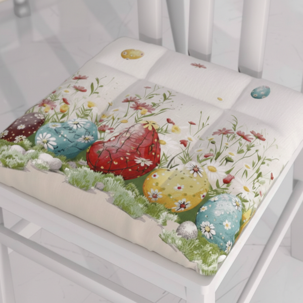 6 Coprisedia Zucchissime Pasqua 40×40 cm con Lacci Stampa Coniglietti e Uova