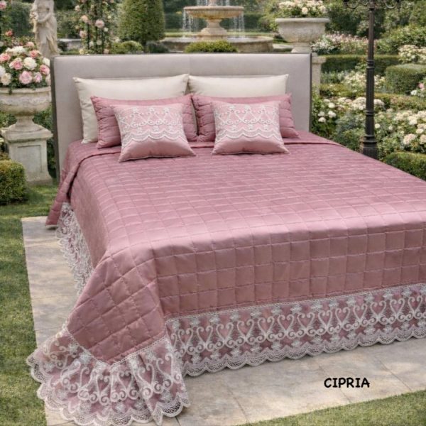 Trapuntino Letto Matrimoniale Laura Blasi “Anastasia” In Raso Con Pizzo Rebrodè Con Cuscino Arredo Trapuntino Letto Matrimoniale Laura Blasi “Anastasia” In Raso Con Pizzo Rebrodè Con Cuscino Arredo