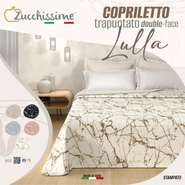 Copriletto Trapuntato Zucchissime Matrimoniale Double Face “Lulla” Effetto Marmo Made in Italy