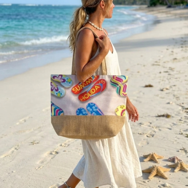 Borsa da Spiaggia Grande in Tela, Borsa Mare Donna con Cerniera e Manici, Shopper Estiva Capiente da Viaggio e Piscina Borsa da Spiaggia Grande in Tela, Borsa Mare Donna con Cerniera e Manici, Shopper Estiva Capiente da Viaggio e Piscina