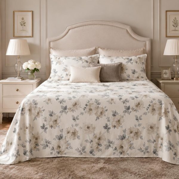 Copriletto Matrimoniale Laura Blasi Piquet di Cotone Stampa con Peonie e Fiori – Coperta Estiva Leggera e Traspirante – Made in Italy